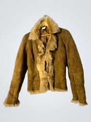 Brown Suede and Fur Trimmed Jacket
