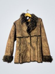 Brown Faux Fur Trimmed Jacket