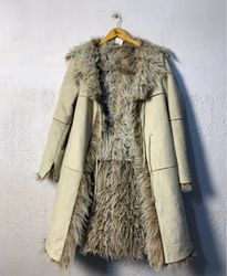Cream Faux Fur Lined Coat