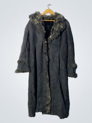Long Black Coat with Fur Trim