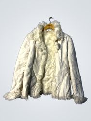 White faux fur lined jacket