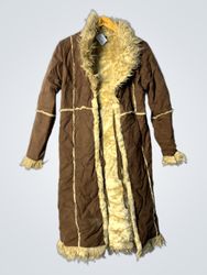 Brown Faux Fur Trimmed Coat