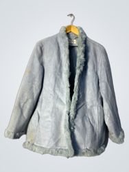 Light Blue Faux Fur Lined Jacket