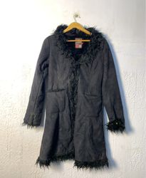 Black Faux Fur Trimmed Coat