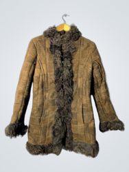 Brown Suede and Fur Trimmed Jacket