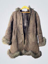 Brown Coat with Fur Trim