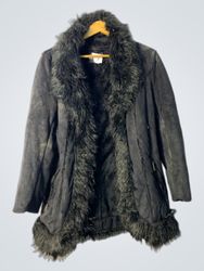Black Faux Fur Trimmed Coat