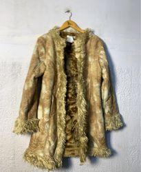 Brown and Tan Faux Fur Trimmed Coat