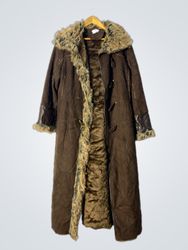 Brown Faux Fur Lined Long Coat