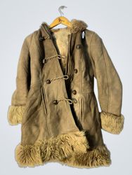 Shearling Sheepskin Coat with Fur Trim