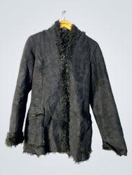 Black Faux Fur Trimmed Coat