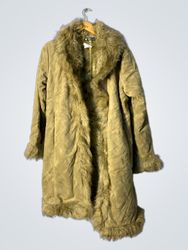 Women's Faux Fur Trimmed Suede Coat