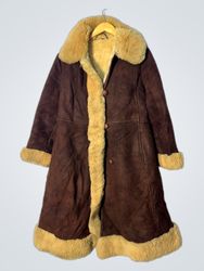 Brown Suede Shearling Lined Coat