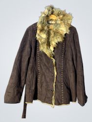 Brown Faux Fur Trimmed Jacket