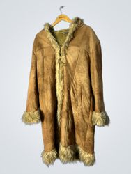 Brown Faux Fur Lined Long Coat