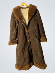 Brown Suede and Shearling Coat
