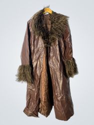Brown Faux Fur Trimmed Coat
