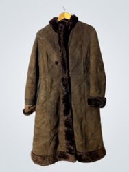 Brown Suede and Fur Trimmed Coat