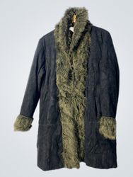 Black Faux Fur Trimmed Coat