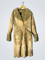 Shearling Trimmed Suede Coat