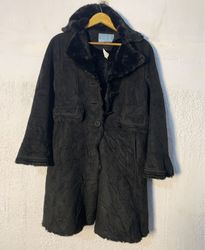 Black Faux Fur Trimmed Coat