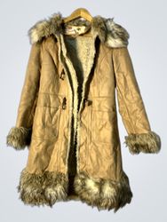 Tan Faux Fur Trimmed Coat