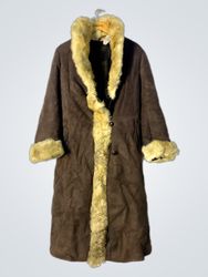 Brown Faux Fur Trimmed Coat