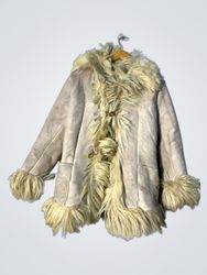 Shearling Coat with Fur Trim