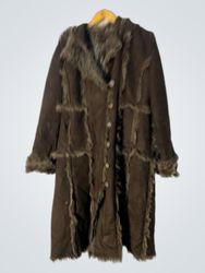 Brown Faux Fur Trimmed Coat