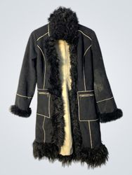 Black Faux Fur Trimmed Coat