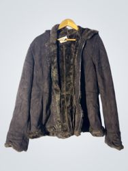Brown Faux Fur Lined Hooded Jacket