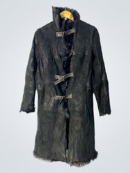 Black Suede Fur Trimmed Coat