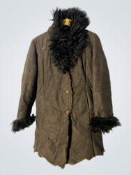 Brown Faux Fur Trimmed Coat