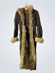 Brown Suede Coat with Fur Trim