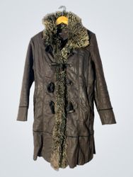 Brown Faux Fur Trimmed Duffle Coat