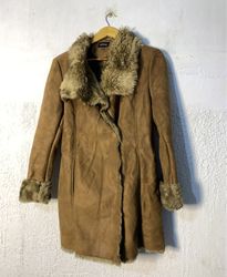 CAROLE Brown Faux Fur Lined Coat