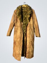 Brown Faux Fur Lined Long Coat