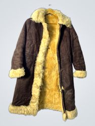Brown Suede Shearling Lined Coat