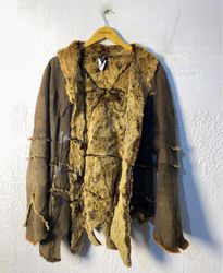 ISSMART Brown Suede Fur Trimmed Jacket
