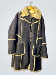 Black Suede Shearling Lined Coat