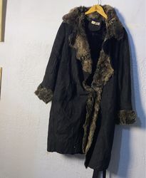 Black Faux Fur Trimmed Coat