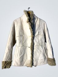 Cream Suede and Fur Trimmed Jacket