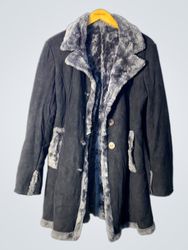 Black Faux Fur Lined Coat