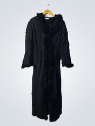 Black Fur Trimmed Maxi Coat