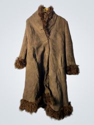Brown Faux Fur Trimmed Coat
