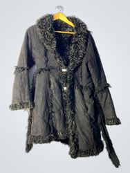 Black Faux Fur Trimmed Coat