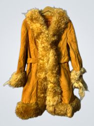 Mustard Yellow Faux Fur Trimmed Coat