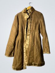 Brown Faux Fur Trimmed Coat