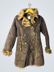 Brown Faux Fur Trimmed Coat