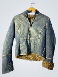 Denim Jacket with Fur Trim
